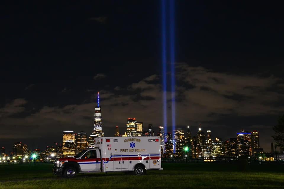 CFAS Ambulance with 911 Blue Lights Backdrop